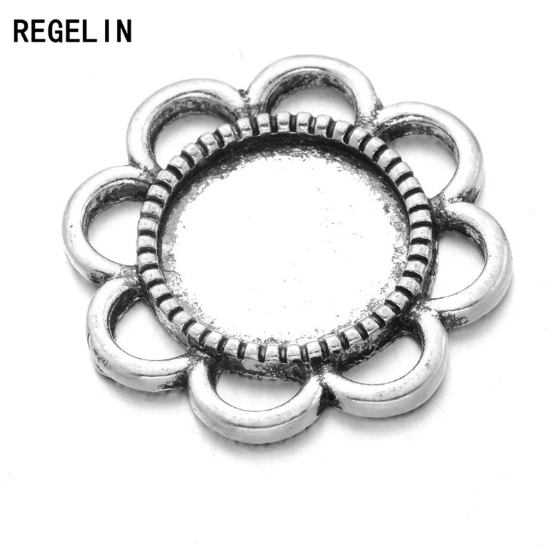 REGELIN 12 мм круглый цветок кружева кулон настройки ободок подходит стекло кабошон