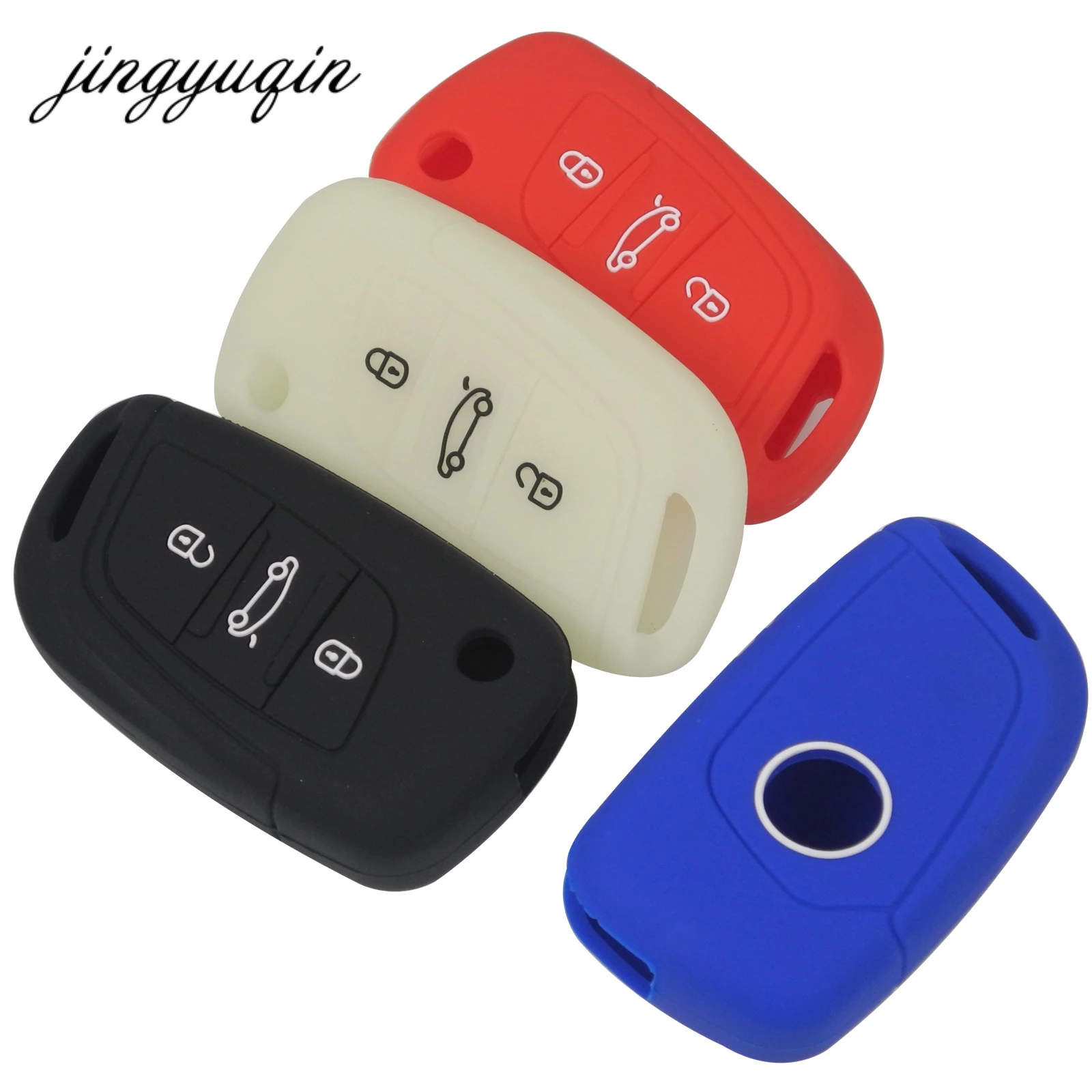 

jingyuqin Modified Key Silicone Cover For 3 Buttons Citroen C2 C3 C4 C5 For Peugeot 107 207 307 407 308 607 Folding Key Case