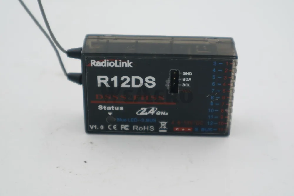 Оригинальный радиоприемник RadioLink R10DS R12DS 2,4G 10CH DSSS RC для радиоуправляемого передатчика RadioLink AT9 AT10 RC вертолетный мультиротор FPV