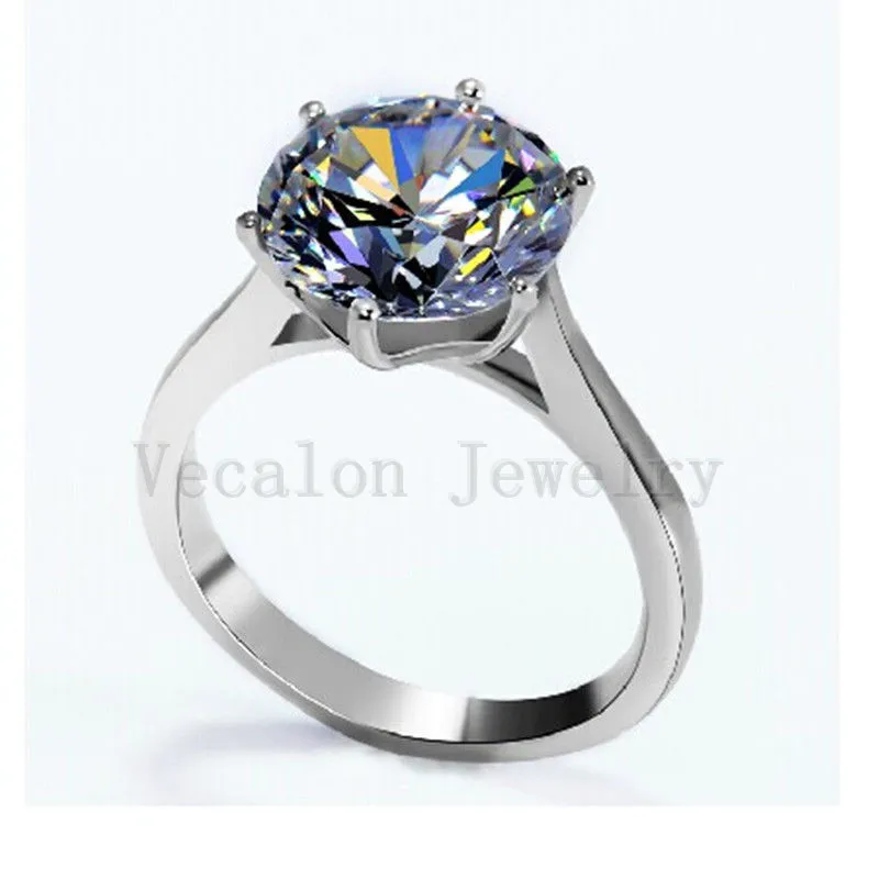 Vecalon 2016 Брендовое женское кольцо с пасьянсом 4ct AAAAA Циркон cz Стерлинговое Серебро