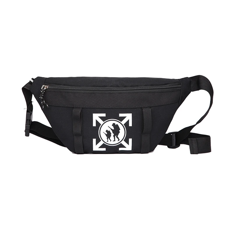 Black waist bag Мужская поясная сумка унисекс, холщовая нагрудная сумка с буквенным принтом, школьная поясная сумка, Уличная Хип-Хоп сумка на плечо, парные дорожные поясные сумки 85 - Цвет: Black waist bag