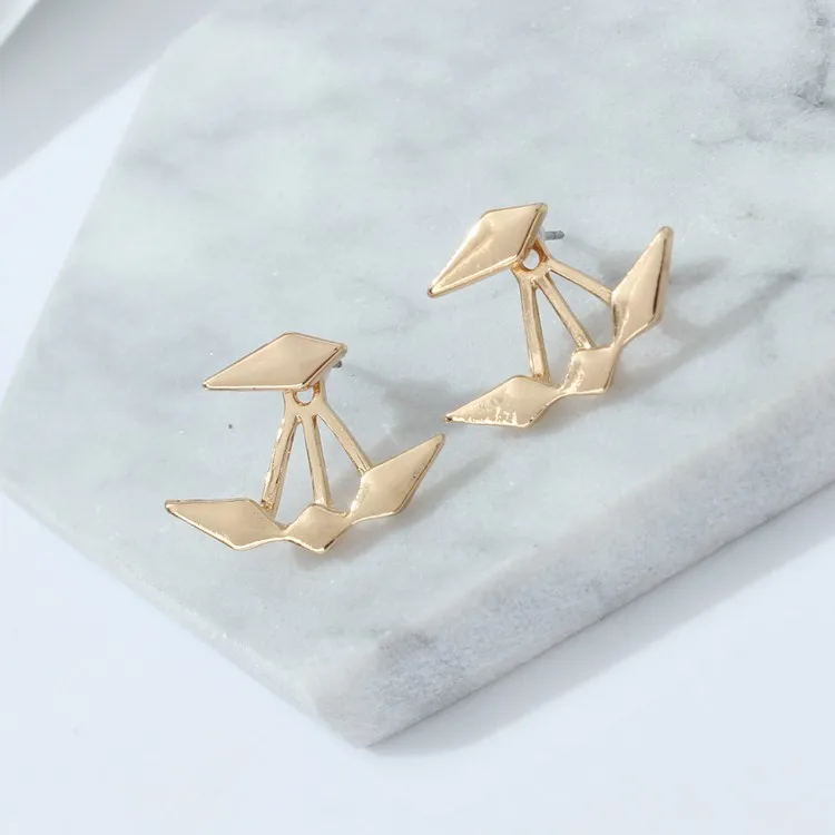 

New Fashion Lady Front And Rear Earrings Hanging Earrings Glossy Gold Earrings Ladies Jewelry New Product Launch Gifts