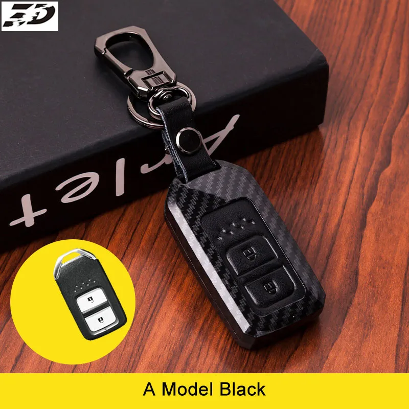 Чехол для ключа из углеродного волокна и кожи Honda HRV HR V Vezel For Jazz Crosstour XRV Jed Pilot Accord