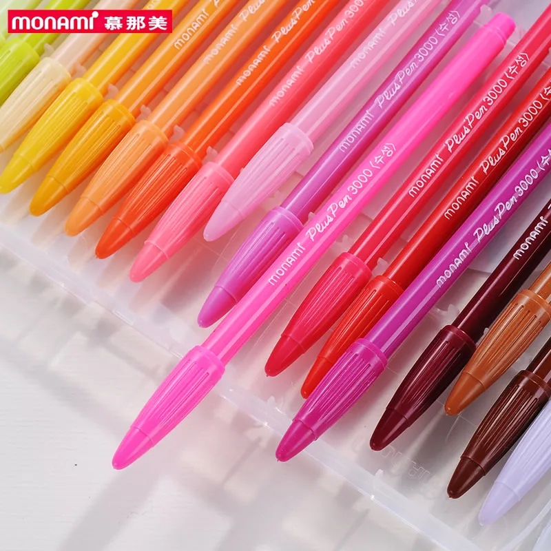 Ручка гелевая Monami Plus 3000 Акварельная 12/24/36 цветов кончик из волокна 0 3 мм для школы