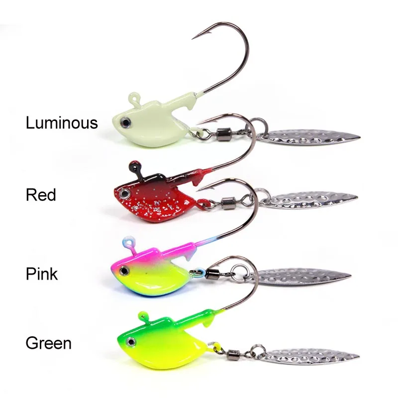 14g 4pcs 4 шт./упак. 3D глаза рыбы, похожая на настоящую Jig Head крючком Мягкая приманка 4g/7g/10g/14g/21 г fishig Jig Head с вращающаяся блесна - Цвет: 14g 4pcs