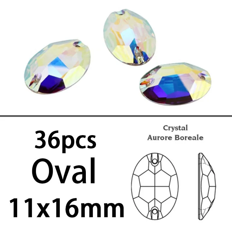 3210 11x16mm 36pcs Смешанные размеры формы смешивания Швейные кристаллы AB Пришивные бусины Flatback Стразы модные Кристаллы пришивные камни для свадебного платья - Цвет: 3210 11x16mm 36pcs
