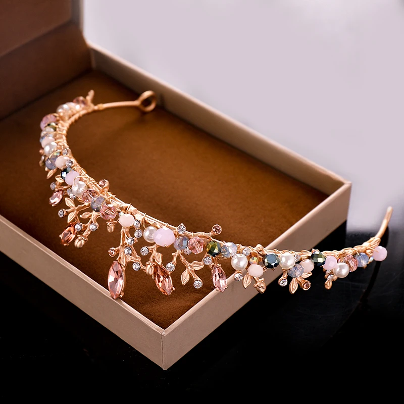 Винтажные тиары и короны цвета шампанского в стиле барокко с кристаллами ручной