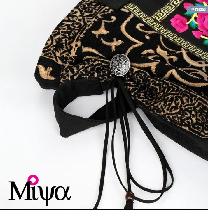 Экзотические классические blcak парусиновые женские сумки с вышивкой Naxi. Hani