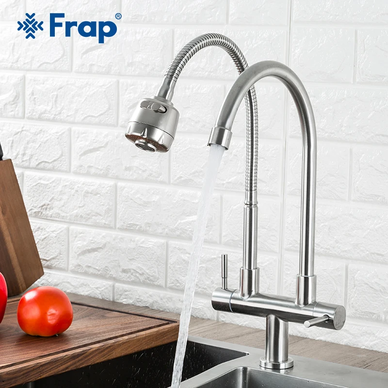 Кухонный кран Frap, 304 нержавеющая сталь, настенный, Одноместный, холодный, быстрый, открытый, балкон, Прачечная, бассейн, кухонный кран с распылителем