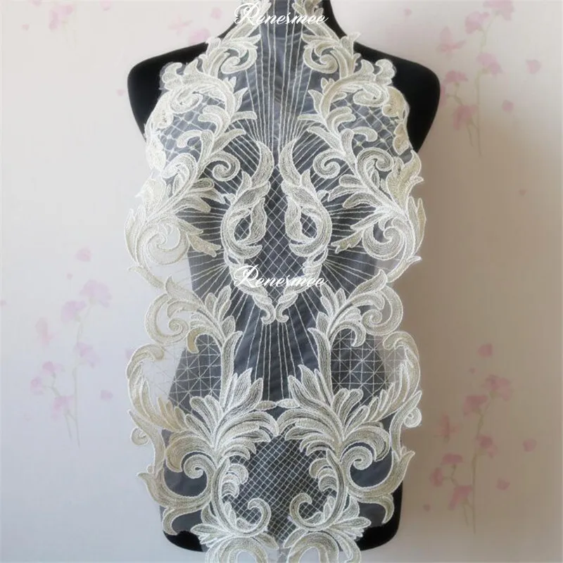 1 шт. длинная шамбинная золотая вышивка Цветочная кружевная нашивка аппликация