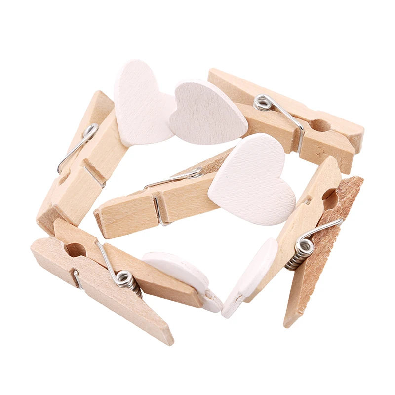 10 шт./лот деревянный зажим для фото бумаги ремесло красочные мини сердце Форма