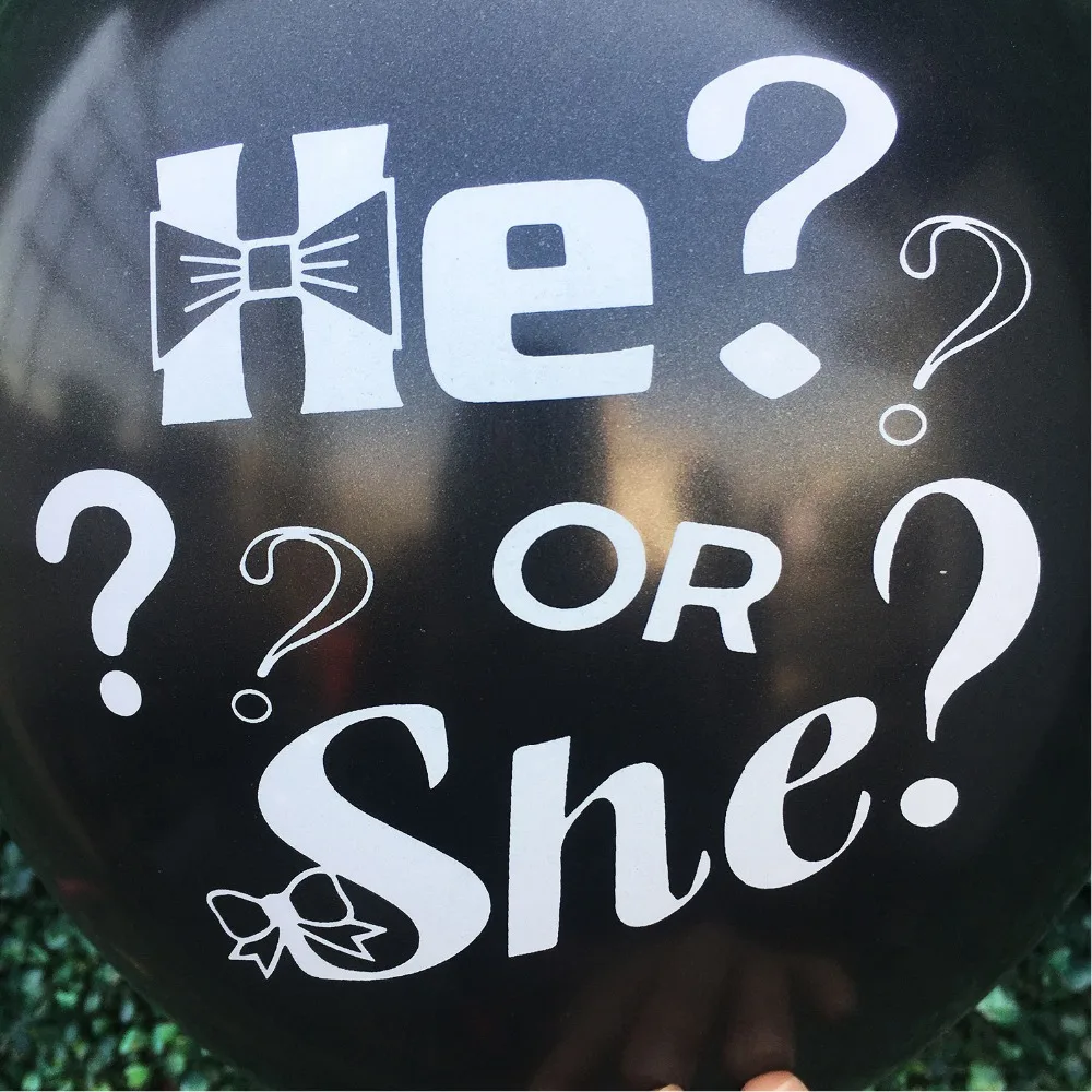 10pcs 12inch He Or She Black Latex Balloons Gender Reveal Baby Shower Decorations Boy Girl Birthday Party Supplies | Дом и сад