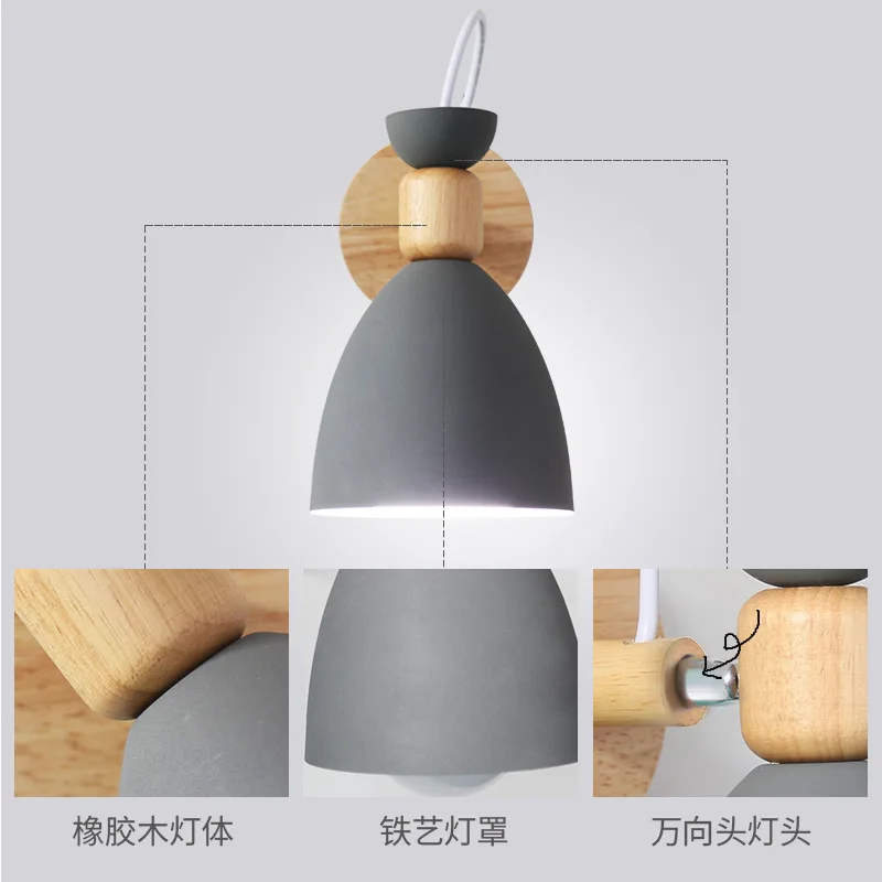 Europe Solid Wood Bedroom Lamp Modern Concise Maka Background Wall A Living Room Aisle Bedside loft study Bar counter Lamps | Лампы и
