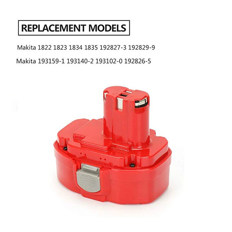 Аккумуляторная батарея Ni-CD 18 в 2000 мАч для Makita 1822 1823 1834 1835 192826-5 192827-3 192828-1 192829-9 PA18 |