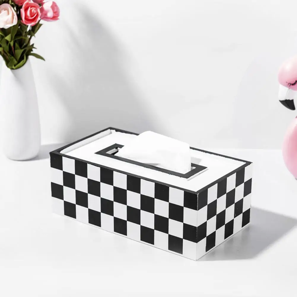 HobbyLane Европейский стиль деревянная коробка для салфеток для дома кухня квадратная Геометрическая полоса салфетница для хранения Casetorage