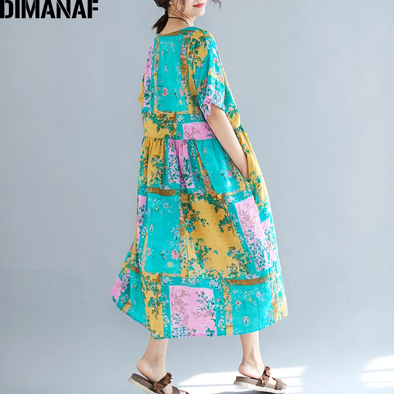 Женский пляжный сарафан свободного кроя DIMANAF повседневное хлопковое платье с