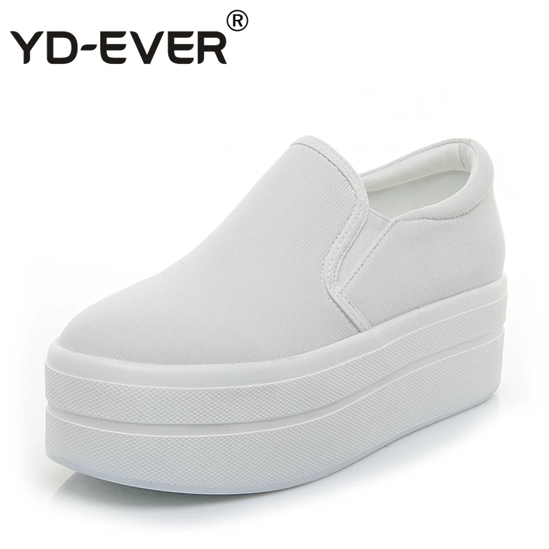 Женские холщовые туфли YD EVER повседневная обувь на платформе танкетке модные