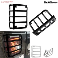 2 pcs blackchrome tail light guard cover protector mount bracket rear cover guards for jeep wrangler jk 2007 16 car accessories
