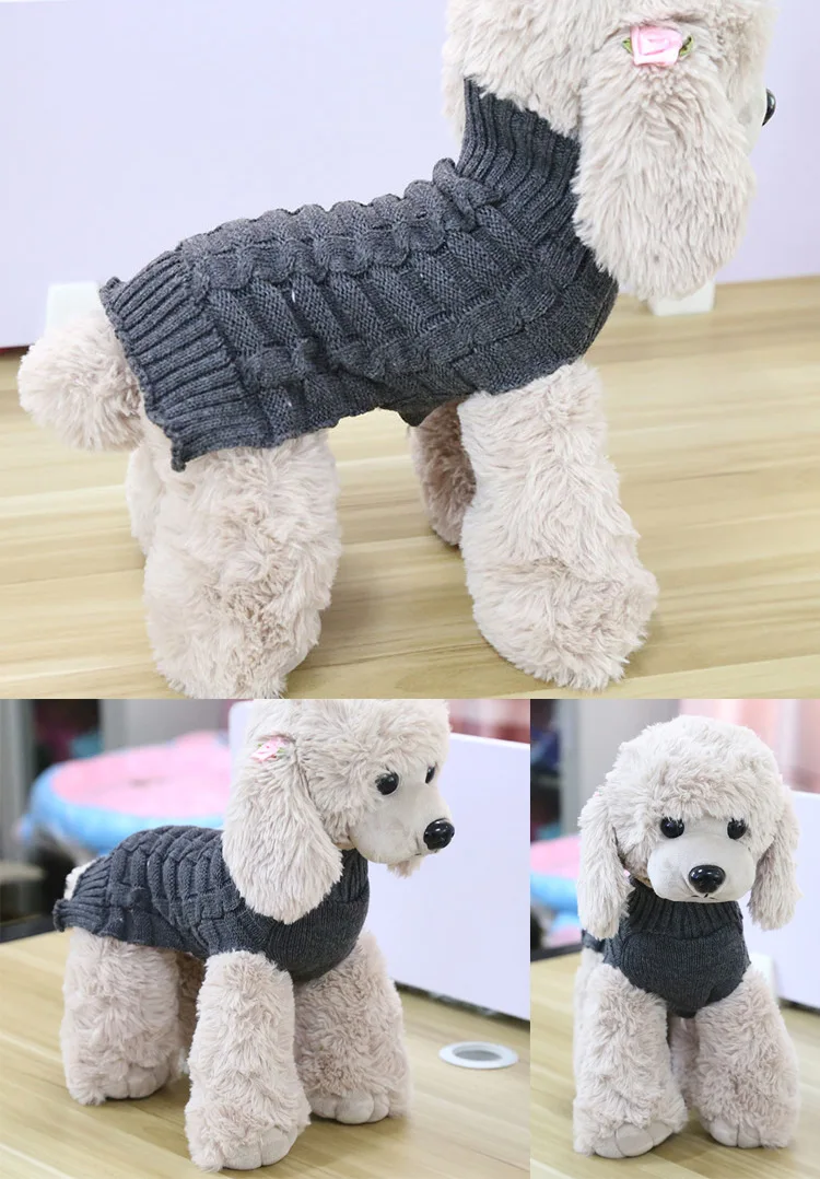Winter Pet Dog Sweaters Classic Pullover Knit Twist Rope Striped Puppy Cat Chihuahua/Dachshund/Bulldog Small/Large Dog Clothes