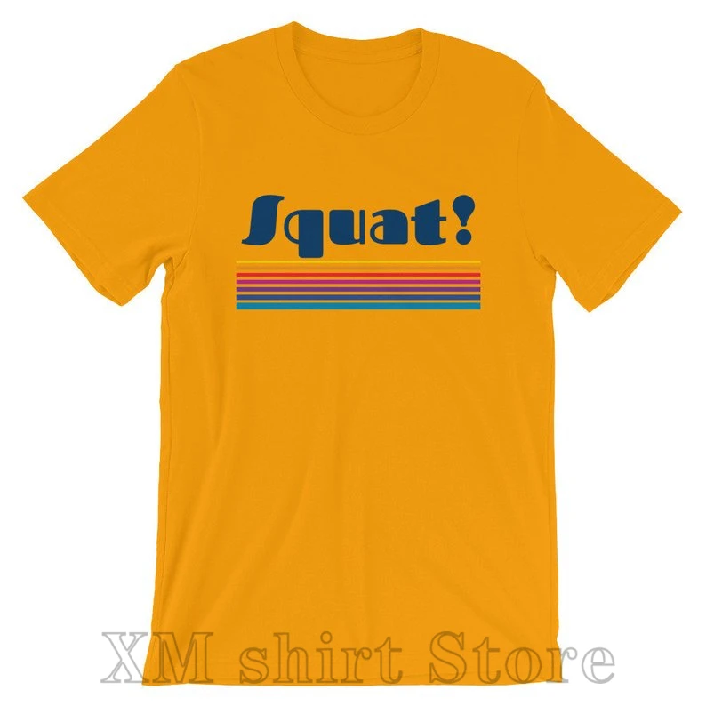 Приседание! Футболка с коротким рукавом унисекс 100% хлопок забавные женские