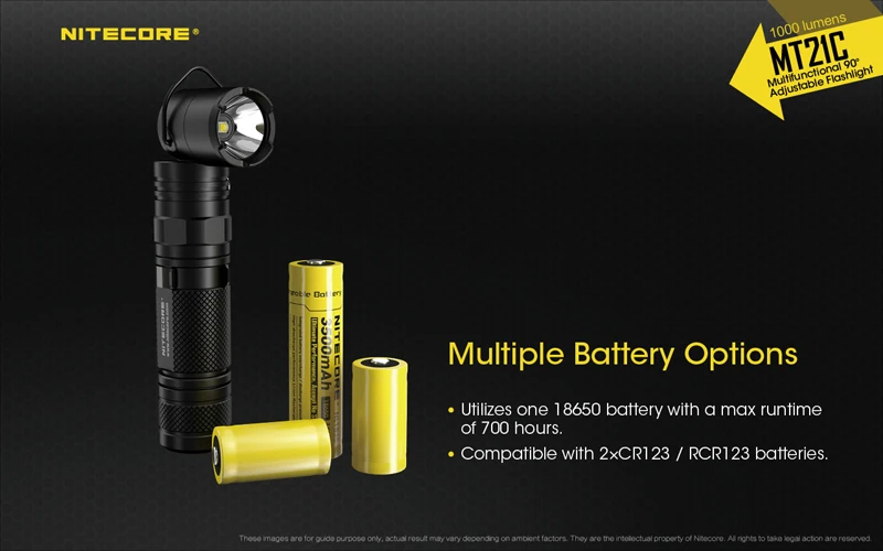 L-образный рабочий светильник Nitecore MT21C 1000 люменов компактный EDC фонарь регулируемый под углом 90 светильник-вспышка с магнитным основанием