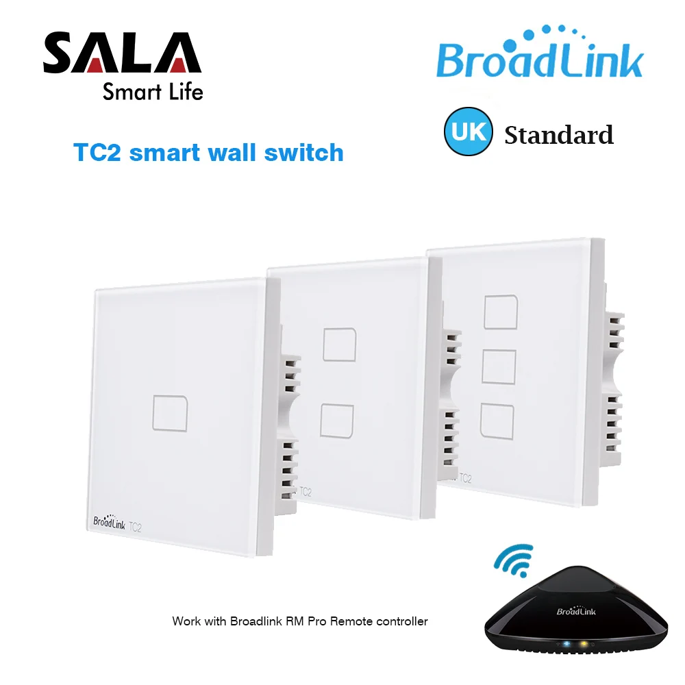 Оригинальный Broadlink TC2 Великобритании Стандартный RF Touch Панель переключатель 123 Gang