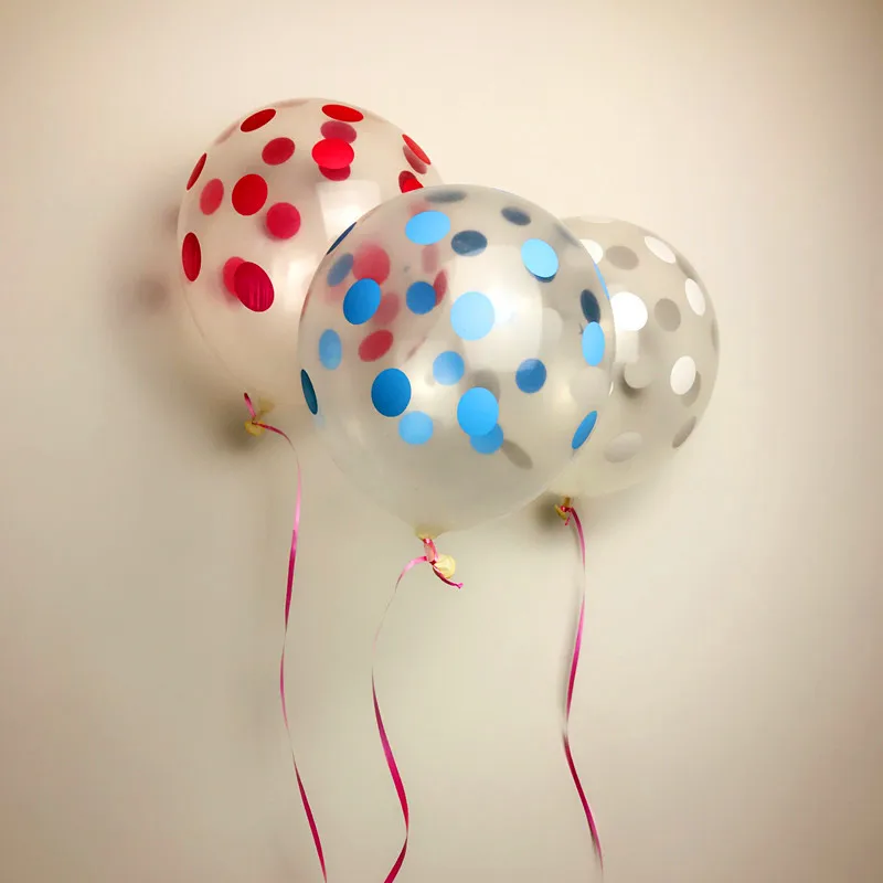 XXPWJ Бесплатная доставка 10 шт./лот прозрачный узор в горошек латексные шары шар для