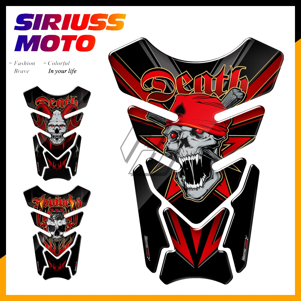 

Universal 3D Motorcycle Tank Pad Gel Protector Sticker Death Grim Reaper Skull Tankpad Epoxy Resin Luxury Tank for Motorbike