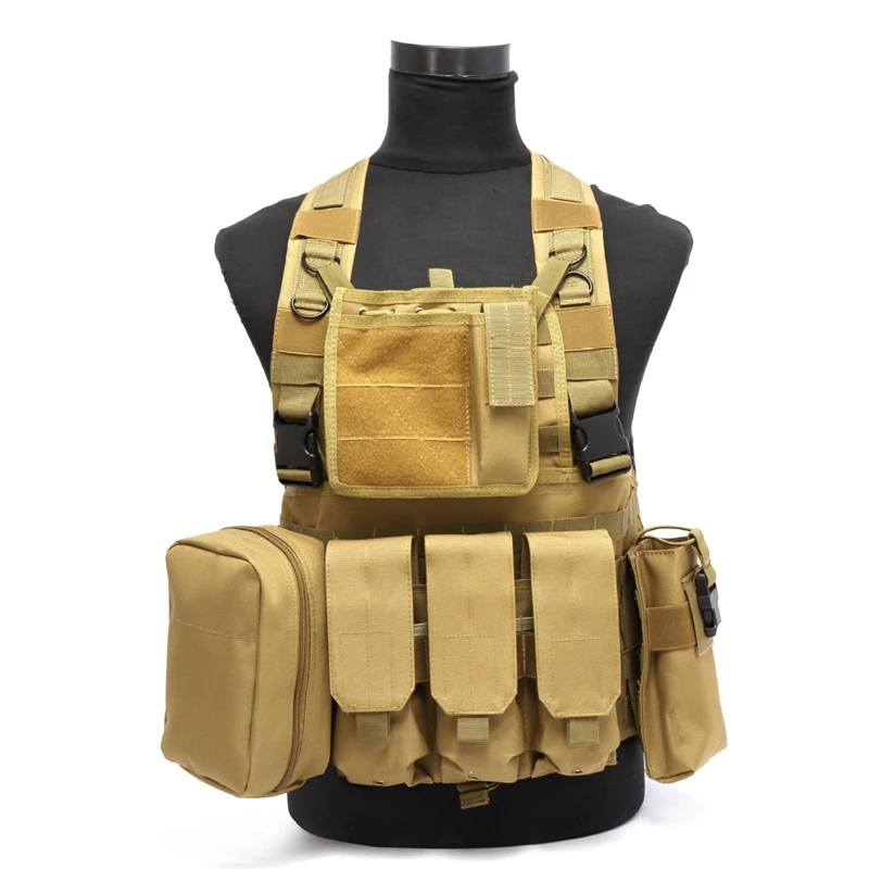Molle военные тактические жилеты Регулируемый Открытый охотничий жилет журнал сумки CS Wargame Пейнтбол жилет страйкбол жилет - Цвет: tan