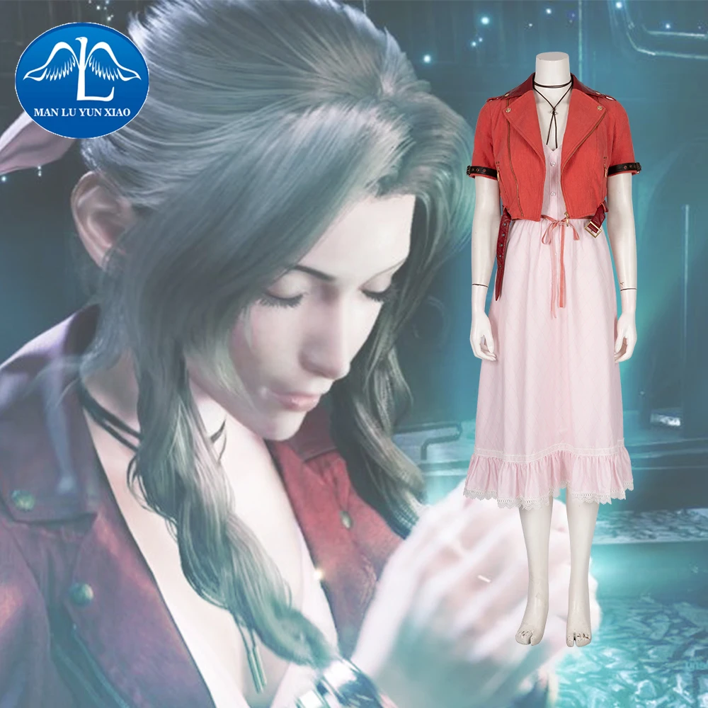Final Fantasy VII Aerith Косплей Гейнсборо костюм наряд на заказ вечерние Хэллоуин Женская Девушка игра косплей