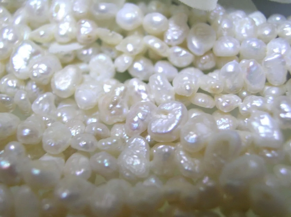 3 Свободные Пряди винтажный пресноводный жемчуг бива белый боковая