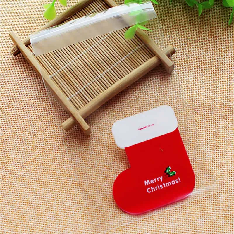 100 шт./лот рождественские мини чулки упаковка печенья пакеты носки обувь для