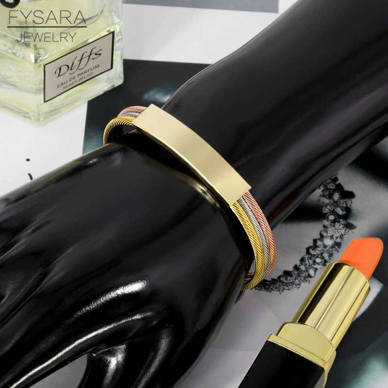 Браслеты FYSARA из нержавеющей стали с тройным кабелем для мужчин и женщин витые