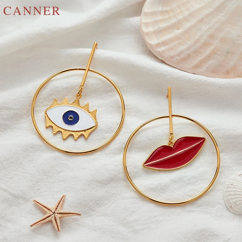 Массивные серьги для женщин с красными губами висячие женские золотые большие