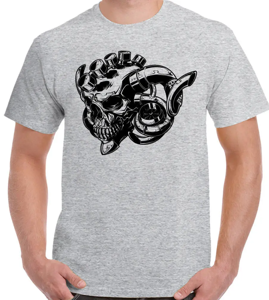 Футболка Turbo Skull-Uomo AUTO Fan белые черные серые красные брюки с мотором футболка