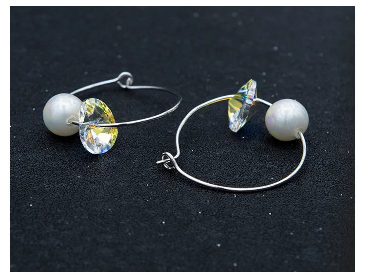 BAFFIN серьги-кольца с голубыми кристаллами в виде сердца от SWAROVSKI для женщин, ювелирное изделие из искусственного жемчуга, висячие серьги на День святого Валентина
