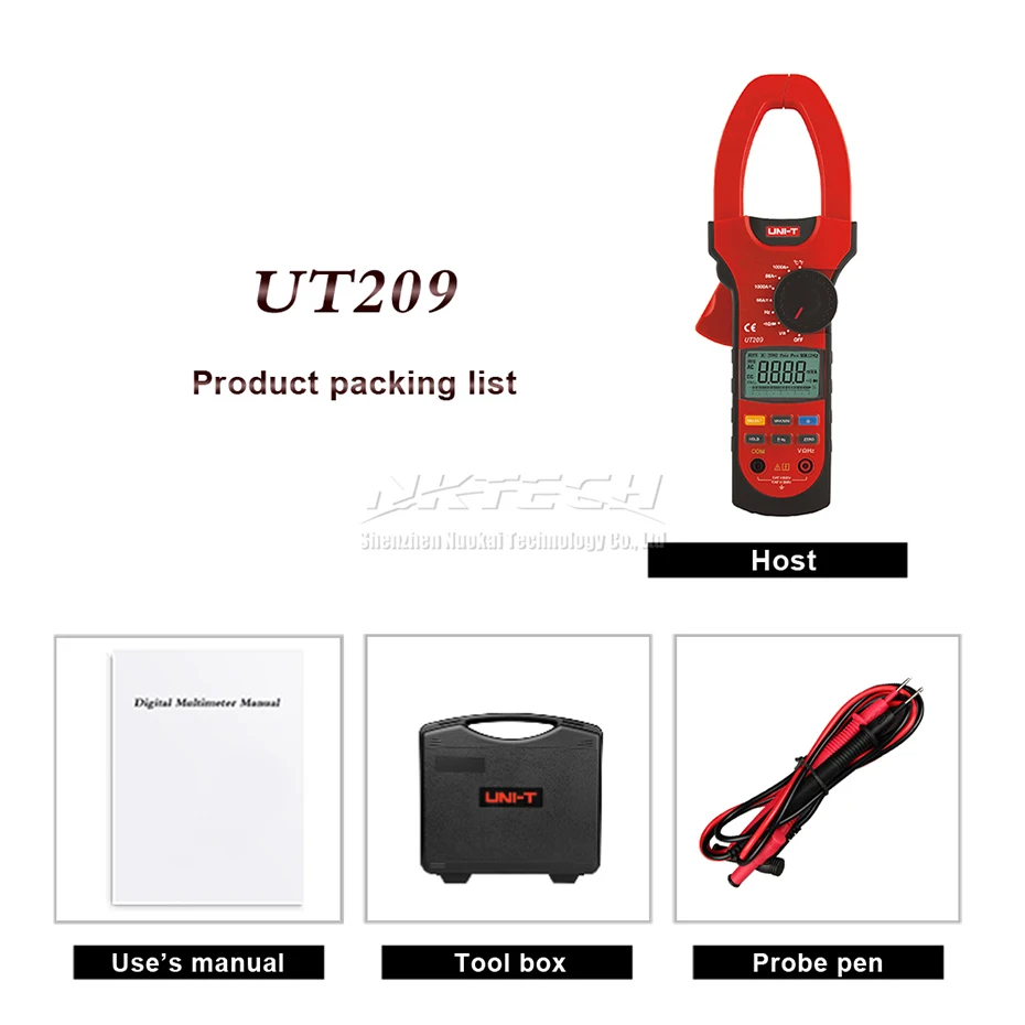 UNI-T Цифровые токоизмерительные клещи UT207 UT207A UT208 UT208A UT209 UT209A Авто Диапазон AC DC Вольт тока 1000V 1000A Амперметр частота Ом