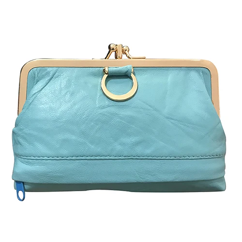 W045Blue BELLO TUTTI, женский маленький кошелек из натуральной овечьей кожи, оригинальные кошельки с металлической застежкой, мини кошелек для монет, сумка для мелочи - Цвет: W045Blue