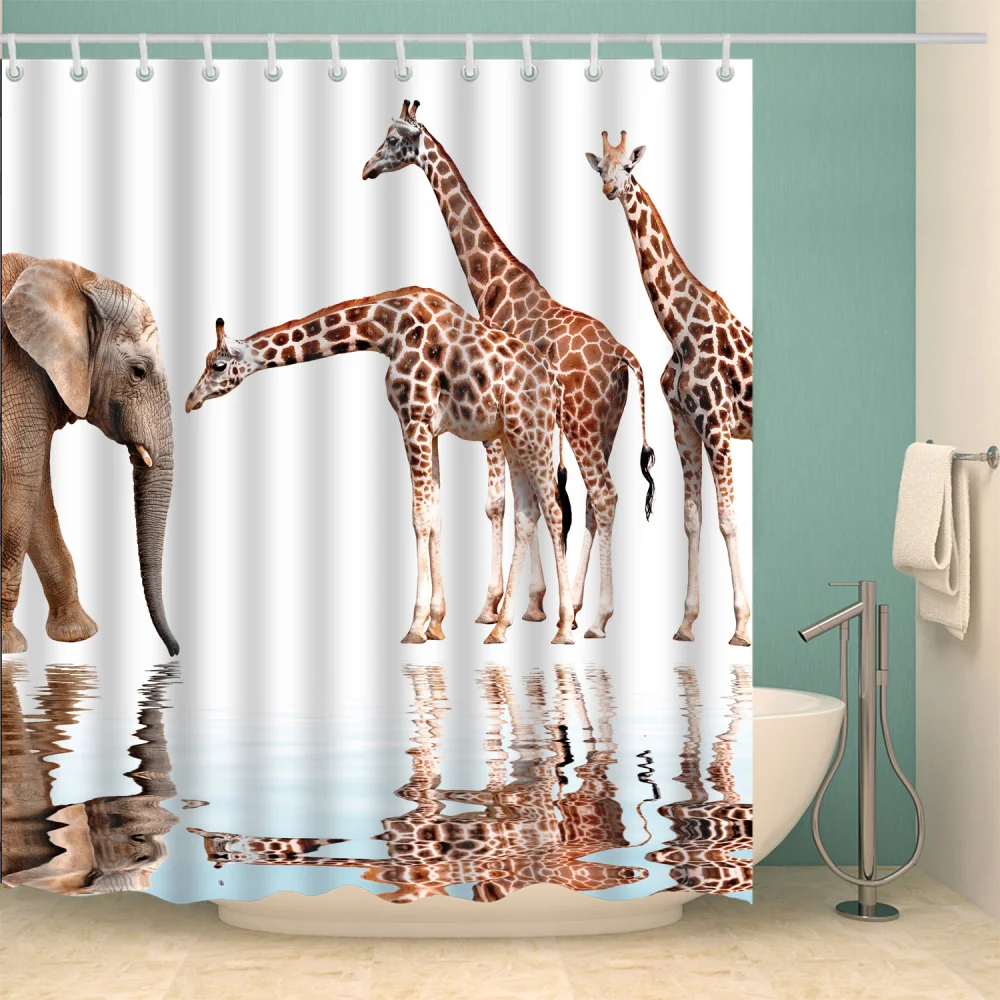 Животные Мультяшные собаки кошки 3d ванна с одной печатью занавеска для душа водонепроницаемый полиэстер для ванной комнаты декор с 12 крючками для дома