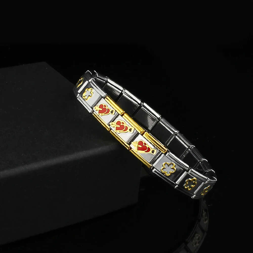 Браслет из нержавеющей стали браслеты для женщин пара Амур цветок золотой шарм в