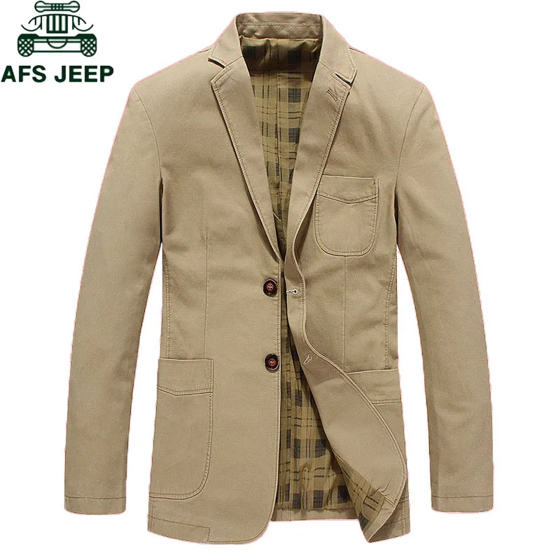 deep Khaki AFS JEEP, модные блейзеры, пиджак, мужской повседневный Блейзер, masculino размера плюс M-4XL, брендовый мужской пиджак, мужские блейзеры - Цвет: deep Khaki