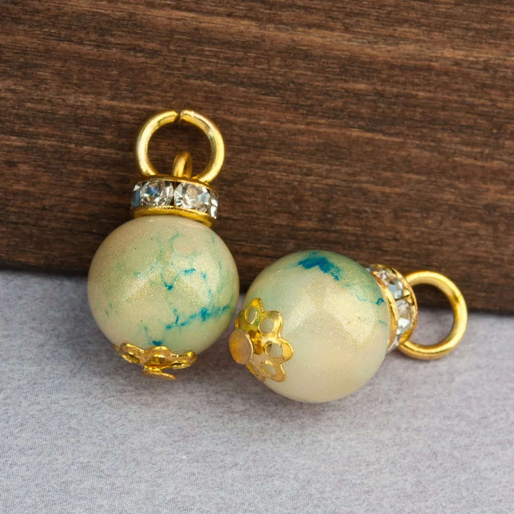 DoreenBeads подвески из сплава и стекла на основе цинка круглый золотой цвет красный
