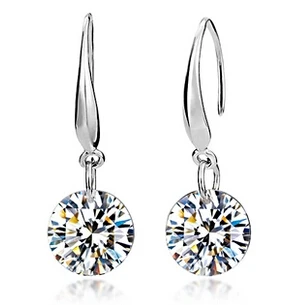 Женские серьги гвоздики из серебра 30% пробы с фианитом 8 мм|earrings jewelry|earrings giftearrings