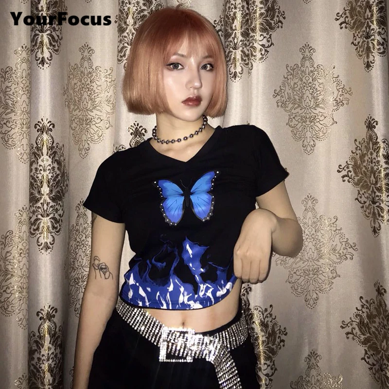 Женский укороченный топ в стиле панк-рок | Женская одежда