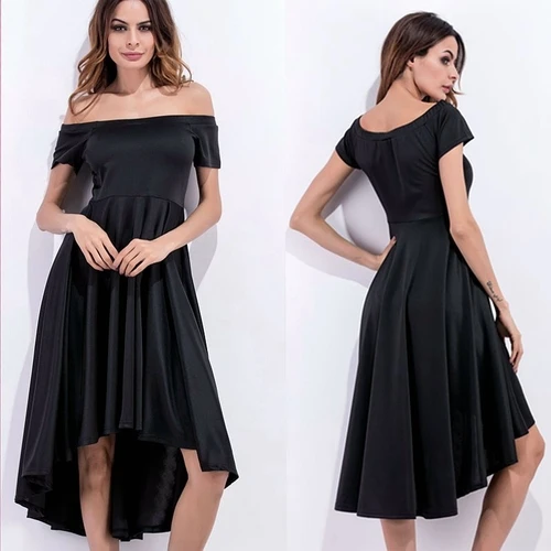 Спереди короткая спина долго Slash шеи сексуальное платье Для женщин линии Ruched