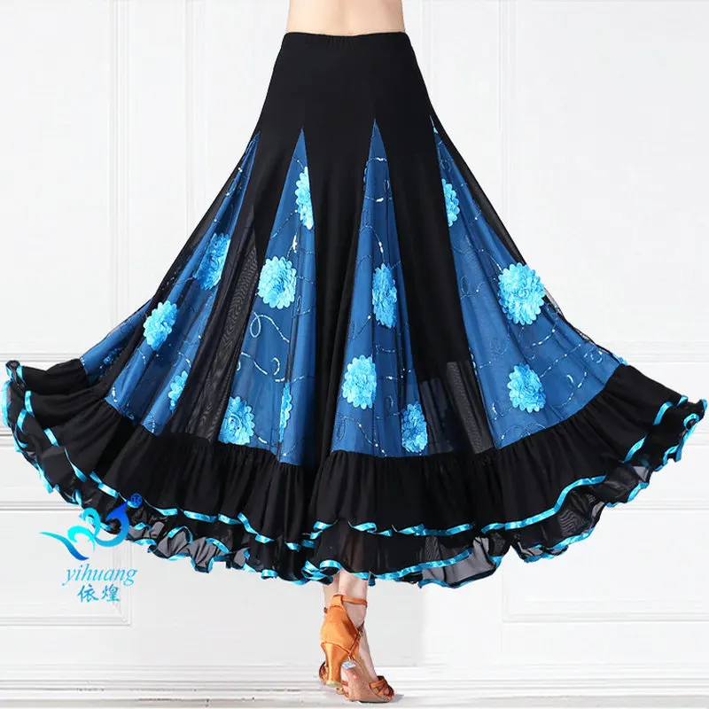 Высокая Талия танец полная юбка платье chun xia gb бальные танцы с широкой юбкой для
