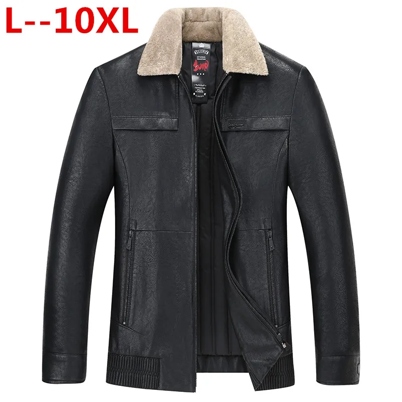 Мужская куртка бомбер из натуральной кожи размера плюс 10XL 9XL 8XL с меховым