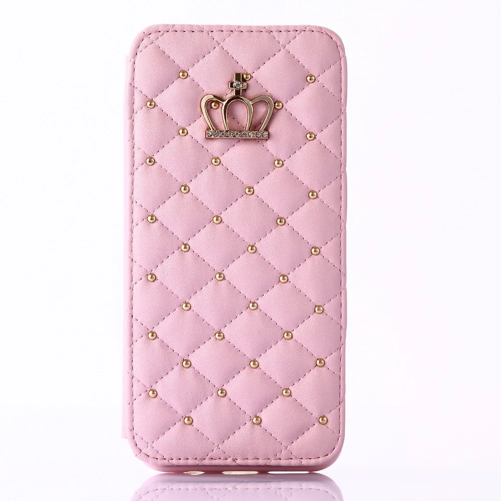 Phone Bag With Card Slots For Samsung Galaxy S8 S9 Plus S6 S7 Edge Flip Stand Cover Glitter Crown Diamond Wallet Leather Case | Мобильные