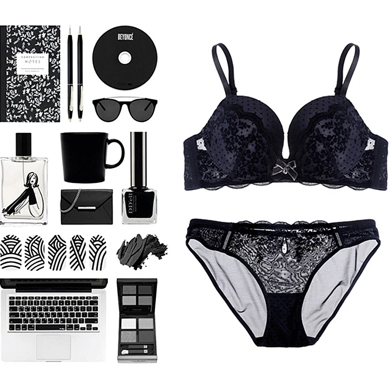 Lopnt 2017 Новая мода красный черный женский комплект нижнего белья на косточках Push Up