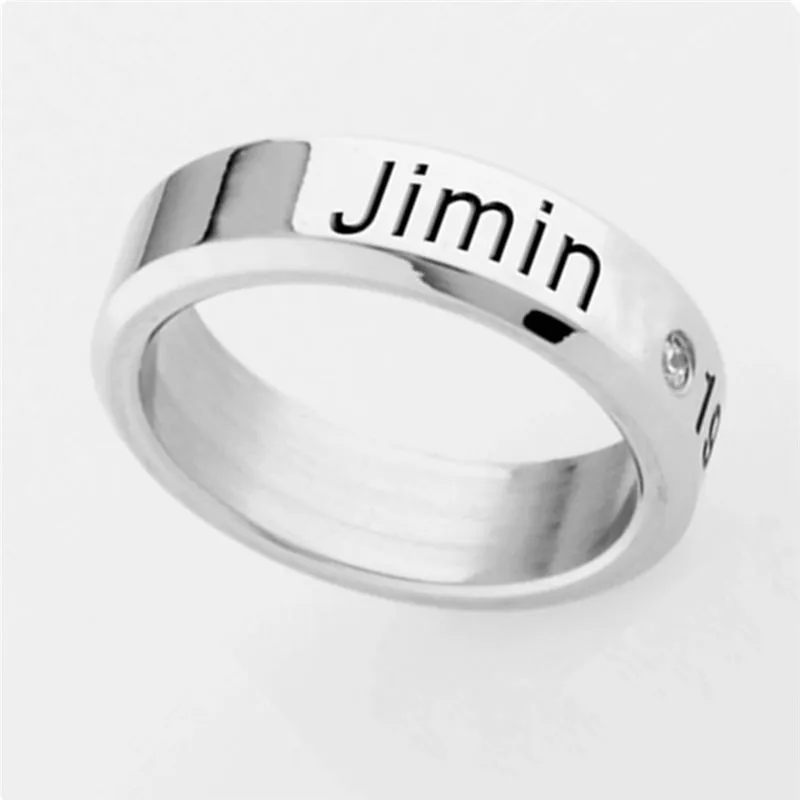 Kpop буквы "Rap Monster" "J-HOPE" "V" и т. Д. 18 мм персонализированное титановое кольцо для мужчин женщин стальное повседневное Bangtan ювелирные изделия для мальчиков